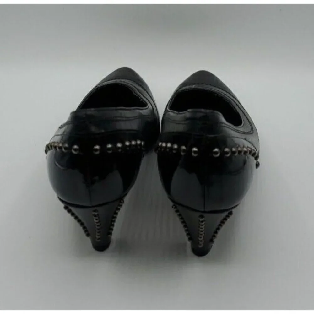 Versani Women's Black  Leather Studded Patent Leather Heels Size 8.5 B